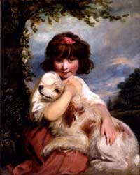 少女と犬　ジョシュア・レノルズ　油彩画　東京富士美術館所蔵