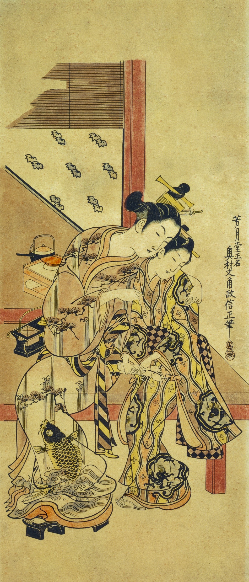 遊女と文持つ禿 奥村政信 作品詳細 東京富士美術館