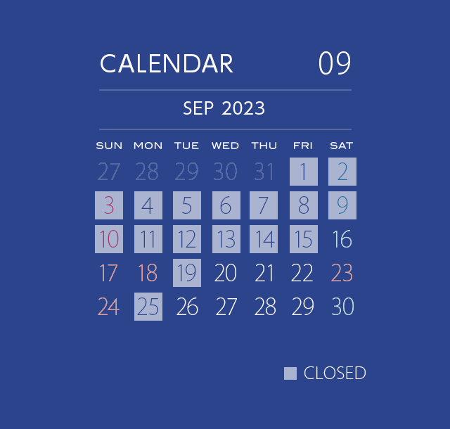 カレンダー202309