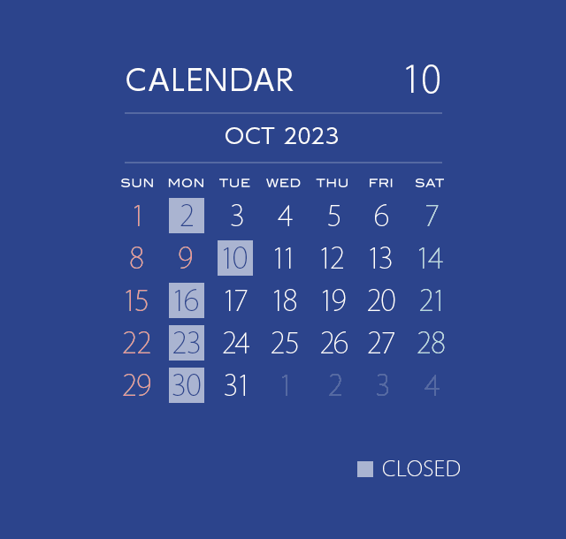 カレンダー202310