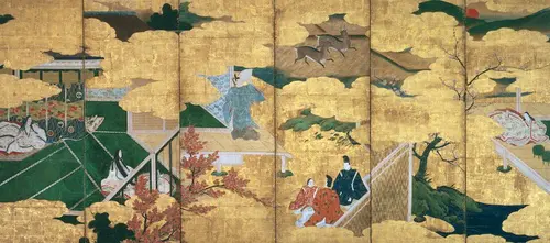 美品　押絵　江戸ちりめん　二枚屏風　 干支　源氏物語 源氏物語図屏風 - ジャパンサーチ