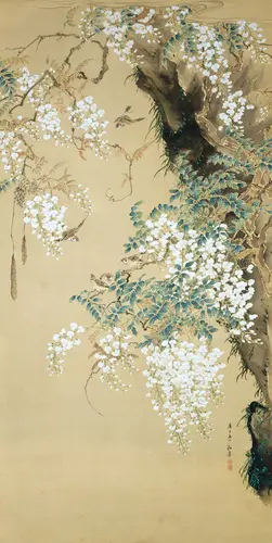 真作/飯原如堂/青桐小禽図/花鳥図/掛軸/名家伝来/AE-158 藤花小禽図 - ジャパンサーチ