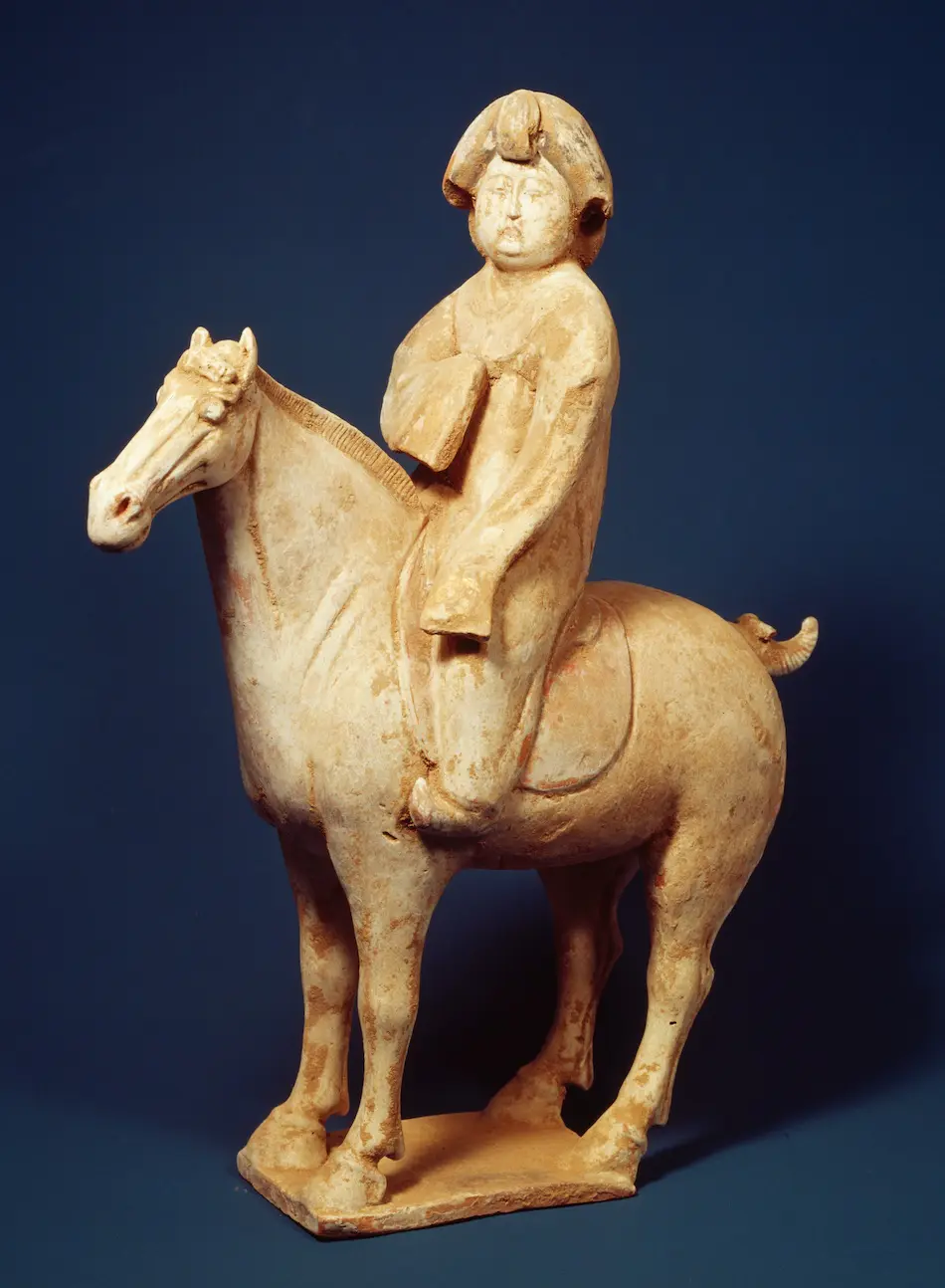 Painted Pottery Burial Figurine of Woman on Horseback - Japan Search
